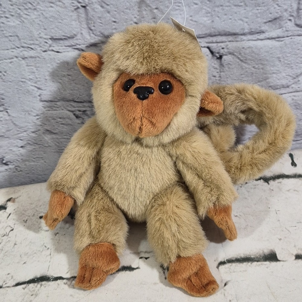 Vintage Chosun Monkey Plush‎ 7" Tan Stuffed Animal Poseable Tail Tags